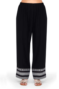 Tribe Black Rayon Monochrome Co-ord Set with Woven Yoke & Tassels