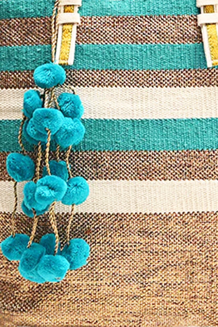Turquoise Glitter Oversized Tote