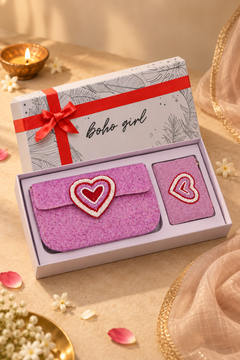 Blush Heart Beaded Shoulder Bag Gift Set