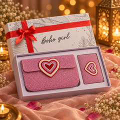 Blush Heart Beaded Shoulder Bag Gift Set