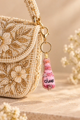 Rose Cheers Beaded Bottle Keychain
