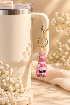 Rose Cheers Beaded Bottle Keychain