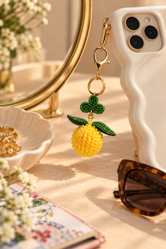 Lemon Beaded Keychain