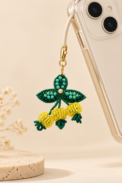 Lemon Blossom Beaded Keychain
