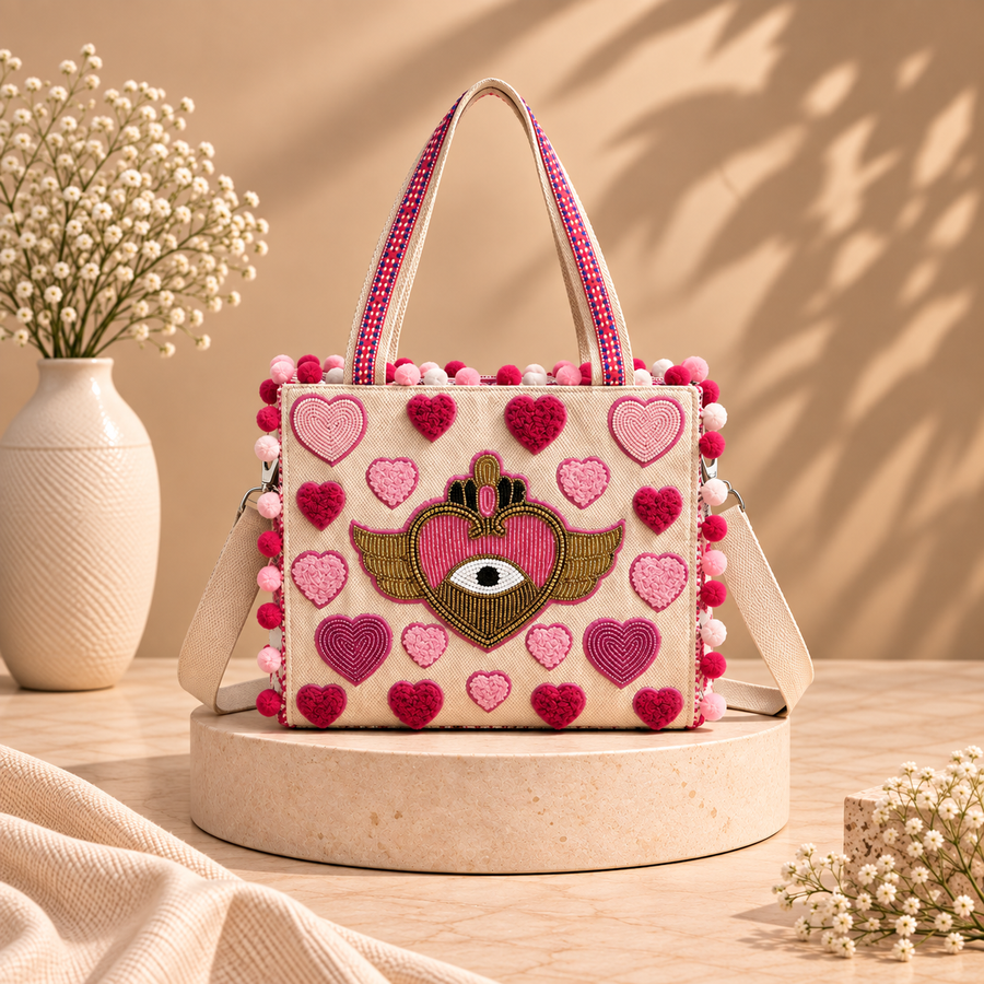 Heartfelt Rose Wings Mini Tote Bag