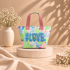 Love Embroidered Handmade Beach Tote Bag