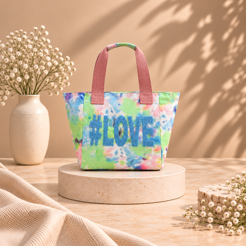 Love Embroidered Handmade Beach Tote Bag