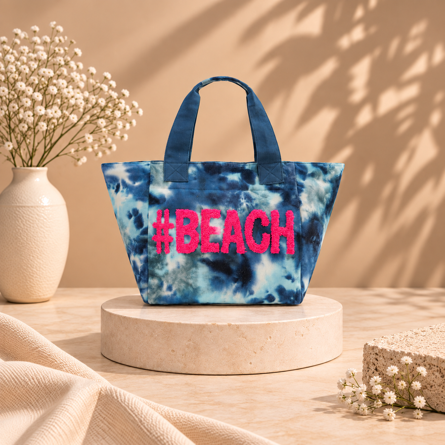 Beach Tote Bag Embroidered Handmade