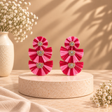 Pink Raffia Earrings