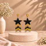 Handcrafted Star Beaded Fringe Earrings