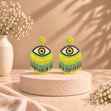 Handcrafted Evil Eye Beaded Fringe Earrings