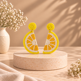Handcrafted Lemon Slice Beaded Earrings