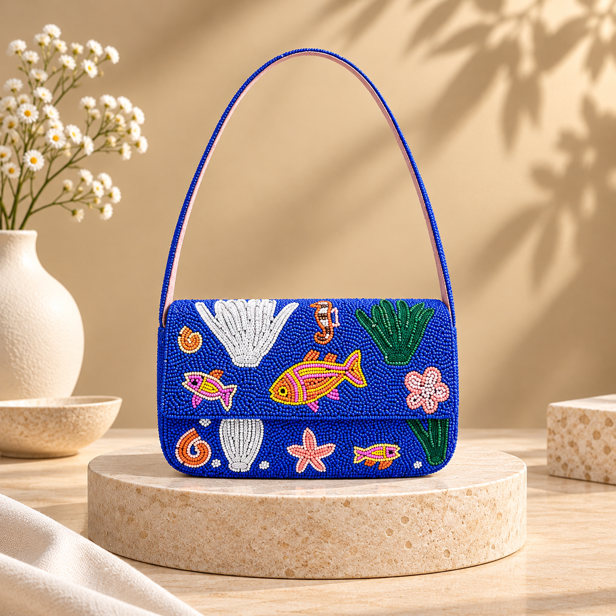 Ocean Beaded Shoulder Bag