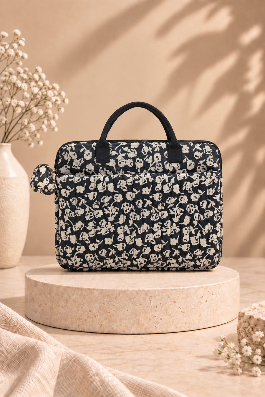 Navy Floral Laptop Bag
