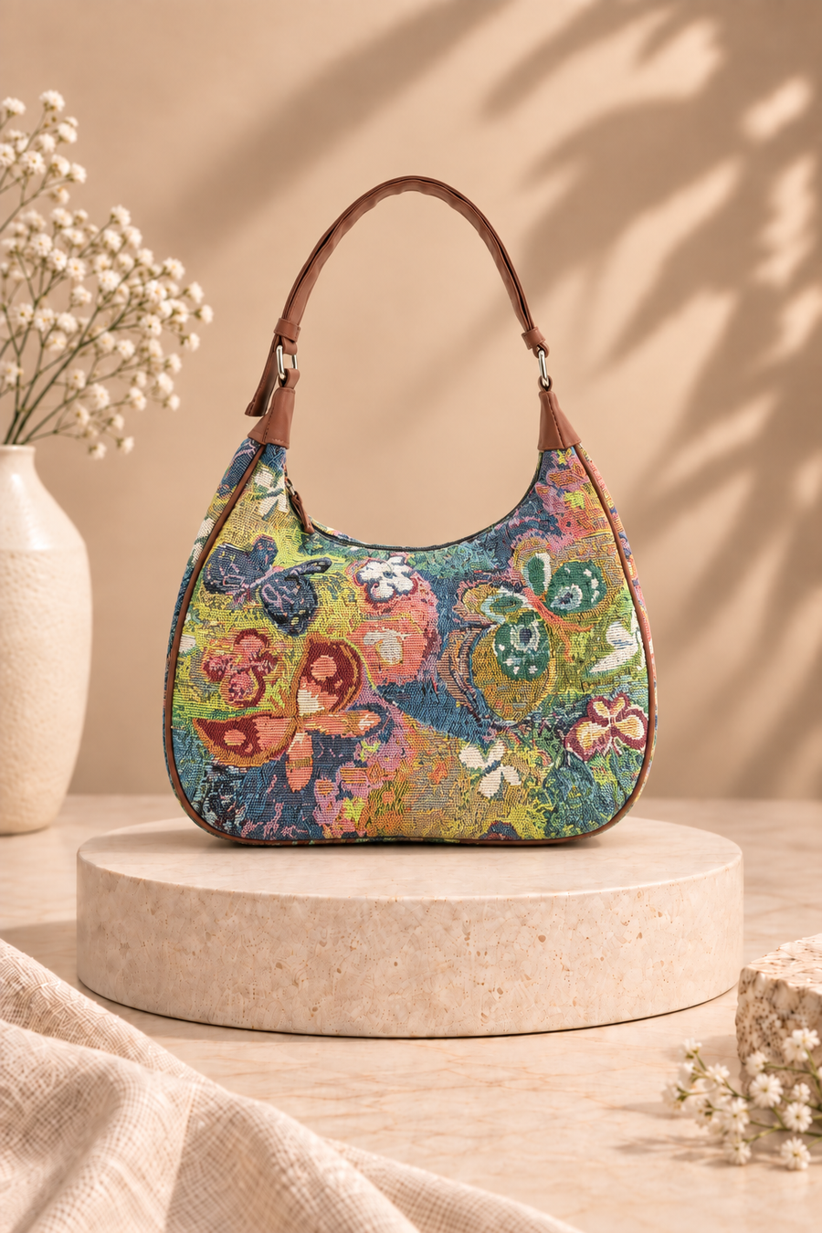 Floral Tapestry Shoulder Bag - Multi
