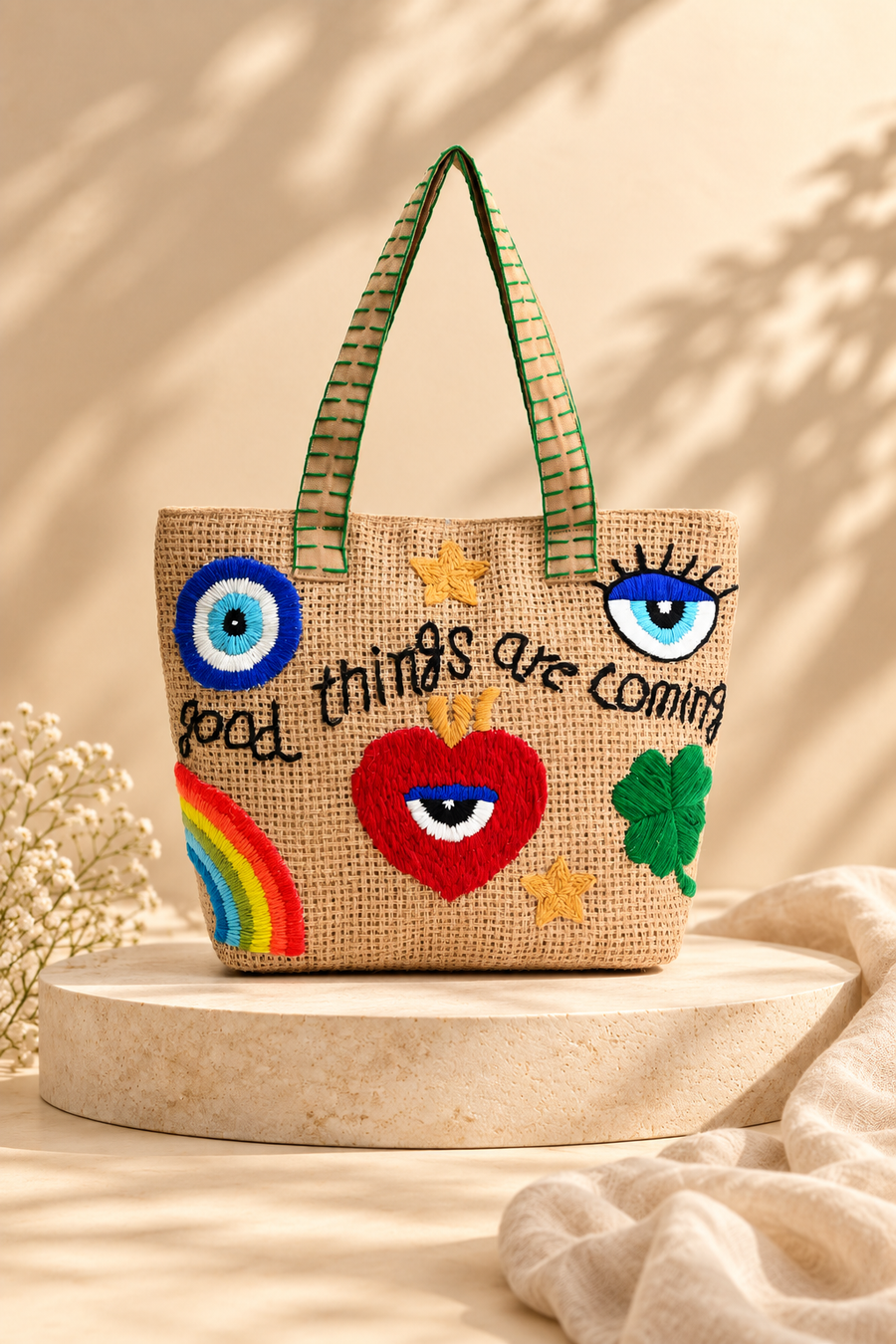 Good Things - Handcrafted Jute Positivity Tote