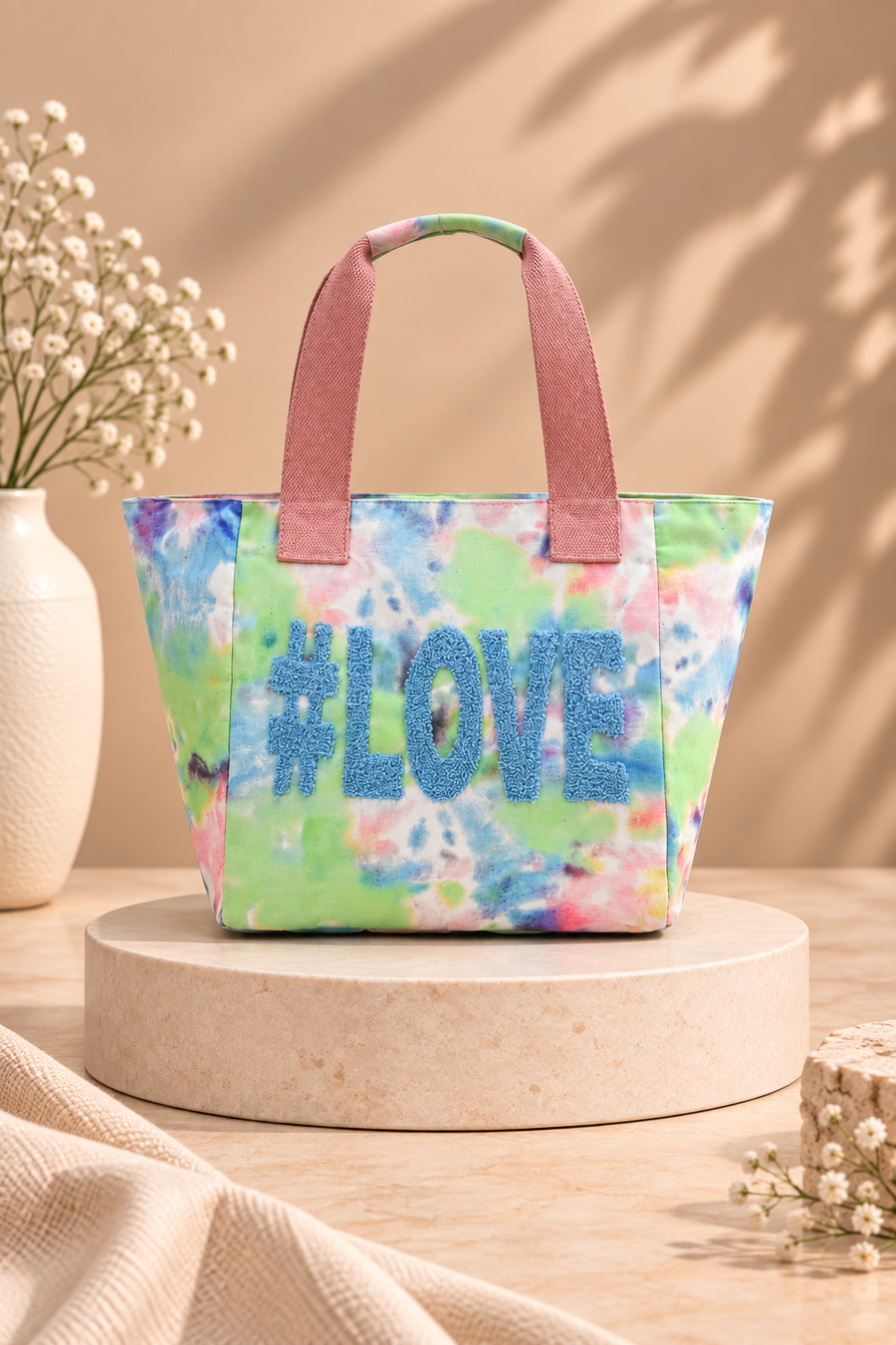 Love Embroidered Handmade Beach Tote Bag