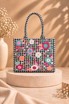 Houndstooth Chic Tote Bag