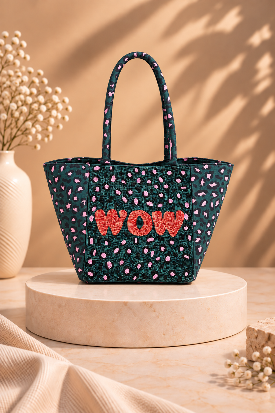 WOW Embellished Tote Bag