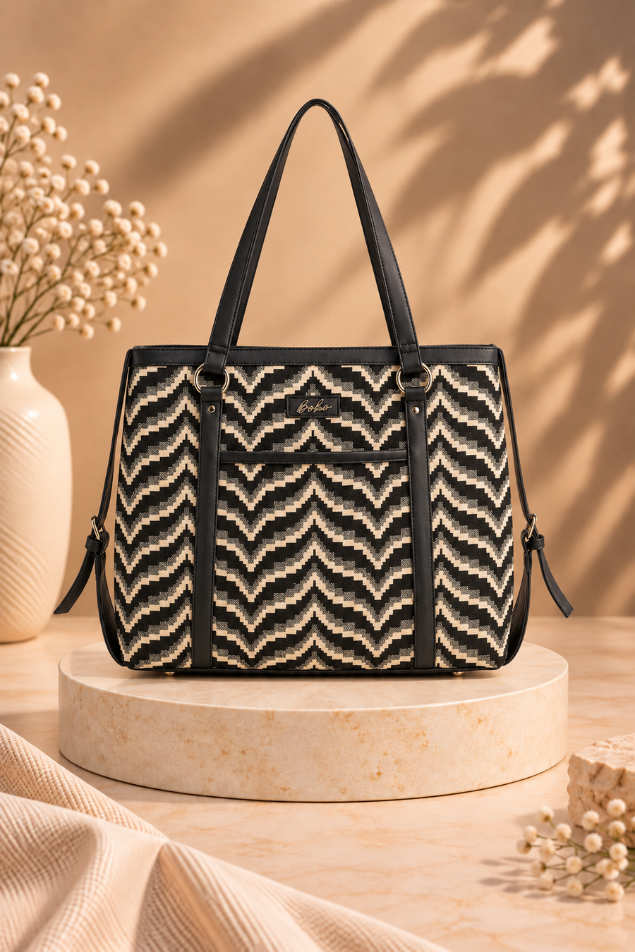 Jacquard Chevron Office Tote Bag