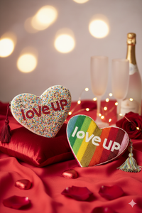 Bohogirl Love-Up Heart Pouch and Speckled White & Rainbow Combo