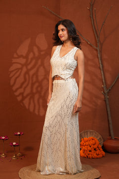 Celestial Shimmer Lurex Mermaid Skirt Co-Ord Set