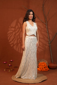 Celestial Shimmer Lurex Mermaid Skirt Co-Ord Set