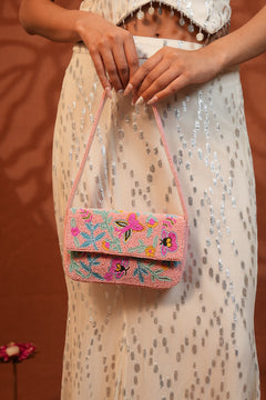 Butterfly Garden Beaded Shoulder Bag