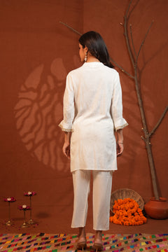 Ivory Bloom Embroidered Kurta Pant Set