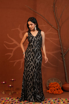 Midnight Gleam Black & Silver Lurex Mermaid Co-Ord Set
