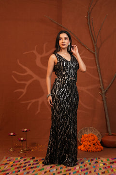 Midnight Gleam Black & Silver Lurex Mermaid Co-Ord Set