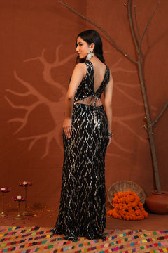 Midnight Gleam Black & Silver Lurex Mermaid Co-Ord Set