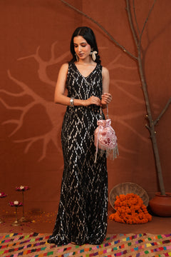 Midnight Gleam Black & Silver Lurex Mermaid Co-Ord Set