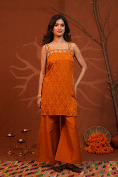 Jharokha Mirror Jacquard Kurti Pant Set