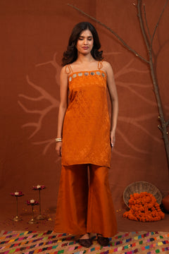 Jharokha Mirror Jacquard Kurti Pant Set