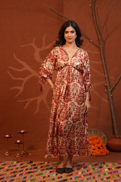 Vibrant Paisley Multi Color One Shoulder Indowestern Dress with Cami