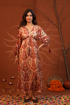 Vibrant Paisley Multi Color One Shoulder Indowestern Dress with Cami
