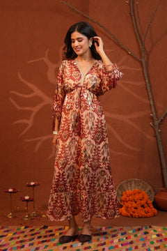 Vibrant Paisley Multi Color One Shoulder Indowestern Dress with Cami