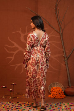Vibrant Paisley Multi Color One Shoulder Indowestern Dress with Cami