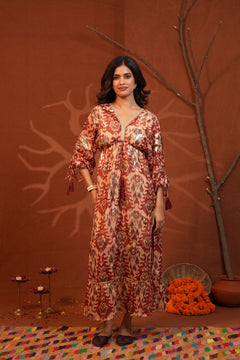 Vibrant Paisley Multi Color One Shoulder Indowestern Dress with Cami
