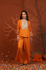 Rust Oversized Kurta & Wrap Pants Co-ord Set