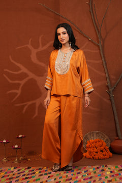Rust Oversized Kurta & Wrap Pants Co-ord Set