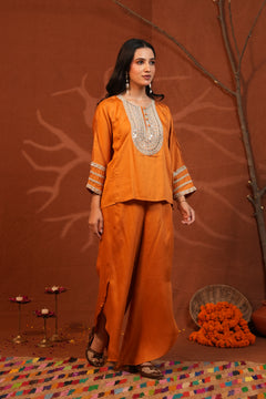 Rust Oversized Kurta & Wrap Pants Co-ord Set