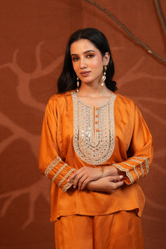 Rust Oversized Kurta & Wrap Pants Co-ord Set