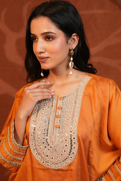 Rust Oversized Kurta & Wrap Pants Co-ord Set