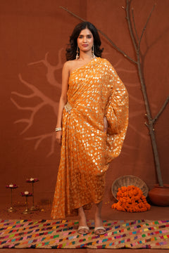 Rose Gold Moonlight Shimmer One-Shoulder Dress