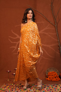 Rose Gold Moonlight Shimmer One-Shoulder Dress