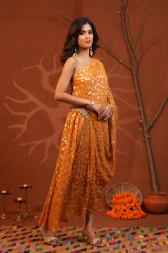 Rose Gold Moonlight Shimmer One-Shoulder Dress