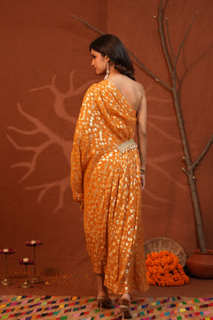 Rose Gold Moonlight Shimmer One-Shoulder Dress