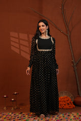 Shabnam Black Anarkali Long Kurti